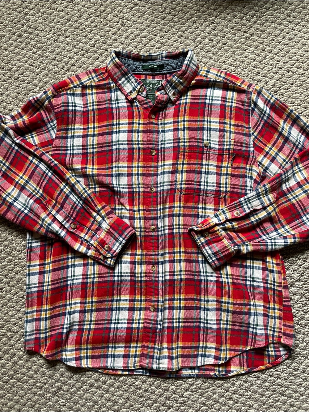 Woolrich trout run flannel button up shirt